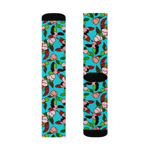 Turquoise Bloom Flight on a Socks