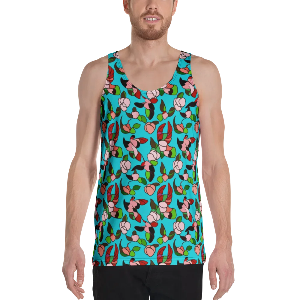 Turquoise Bloom Flight on Men's Tank Top — Front