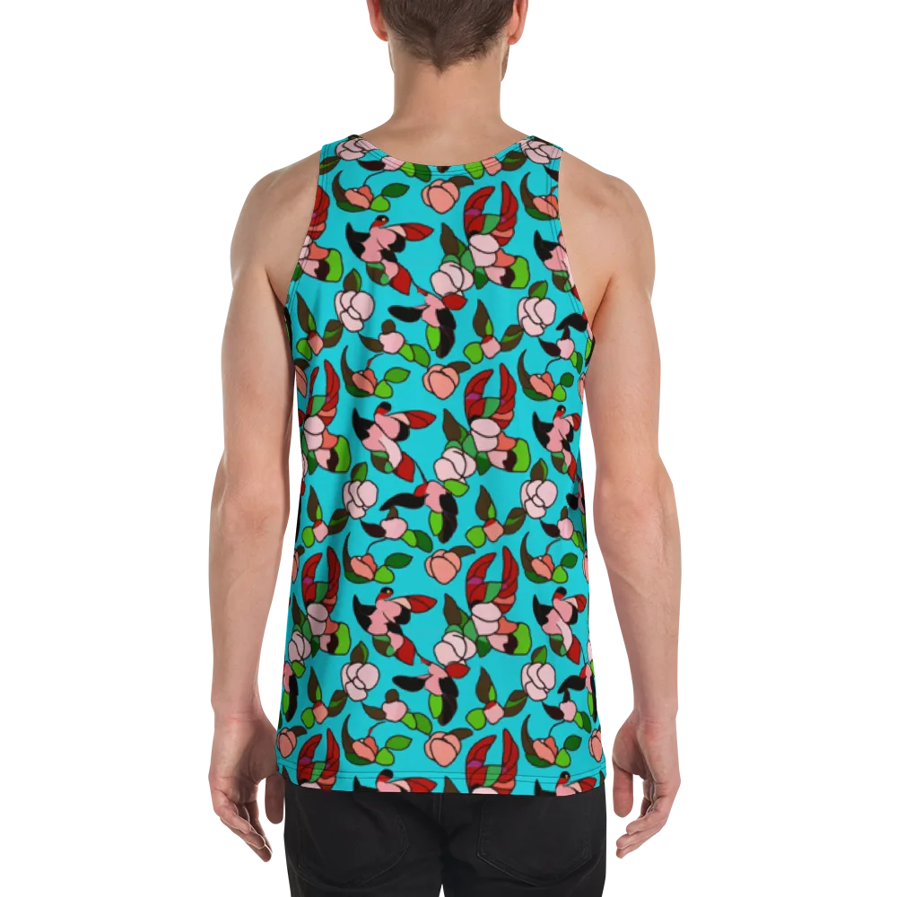 Turquoise Bloom Flight on Men's Tank Top — Back