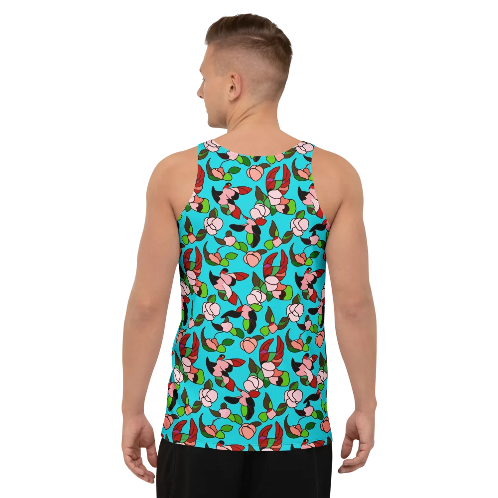 Turquoise Bloom Flight on Men's Tank Top — Back