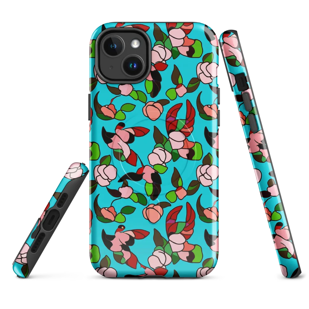 Turquoise Bloom Flight on MagSafe Tough Case for iPhone® — Front