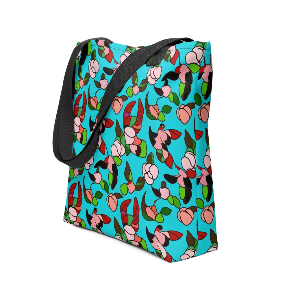 Turquoise Bloom Flight on Tote Bag — Front