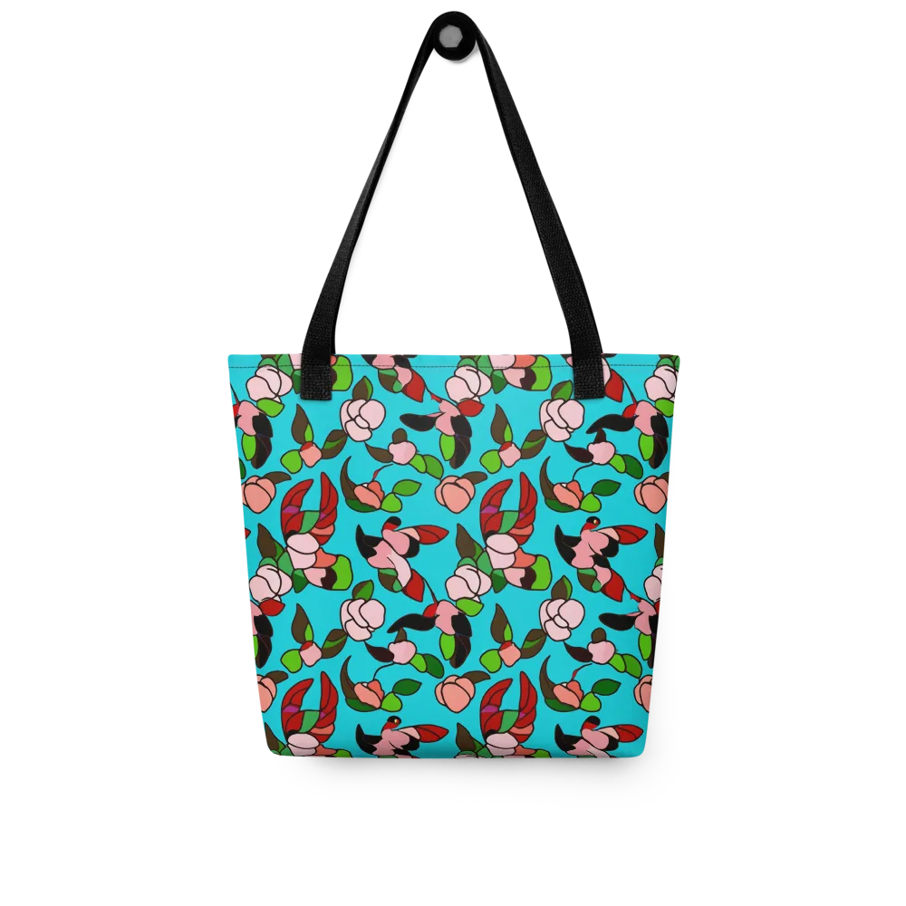 Turquoise Bloom Flight on Tote Bag — Front