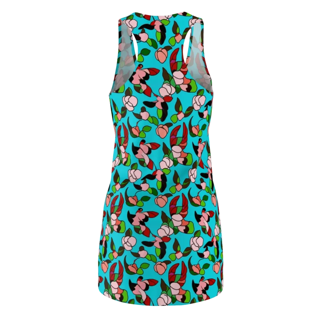 Turquoise Bloom Flight on Racerback Dress — Back