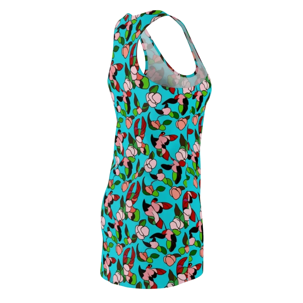 Turquoise Bloom Flight on Racerback Dress — Back Side