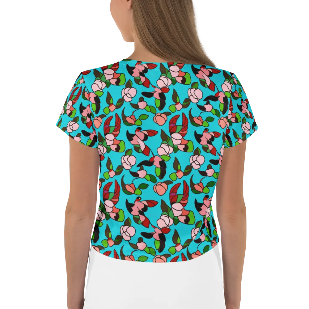 Turquoise Bloom Flight on Crop Tee — Back