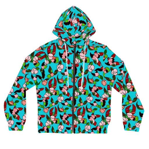 Turquoise Bloom Flight on a Women's Full-Zip Hoodie