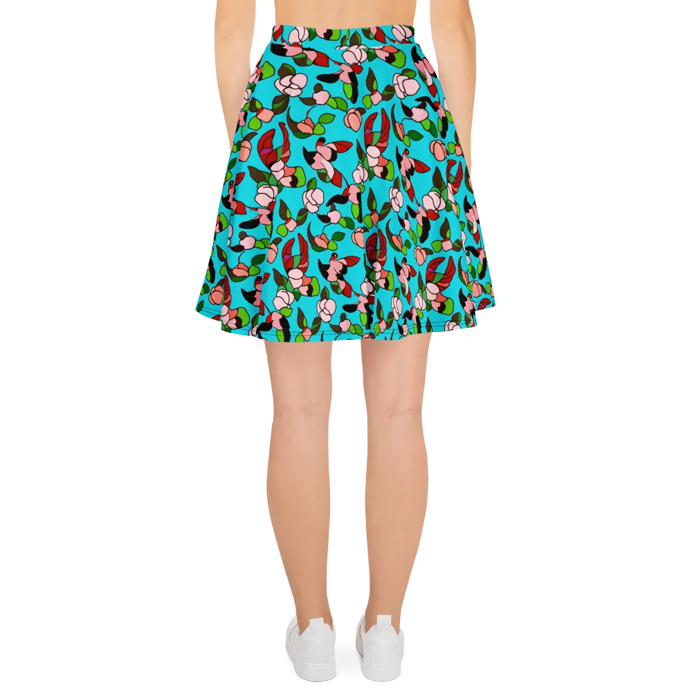 Turquoise Bloom Flight on Skater Skirt — Back