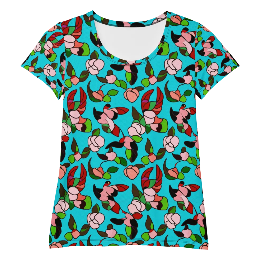 Turquoise Bloom Flight on Women's Athletic T-Shirt — Front