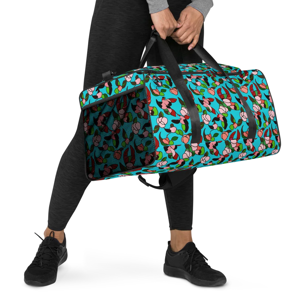 Turquoise Bloom Flight on Duffle Bag — Right Front