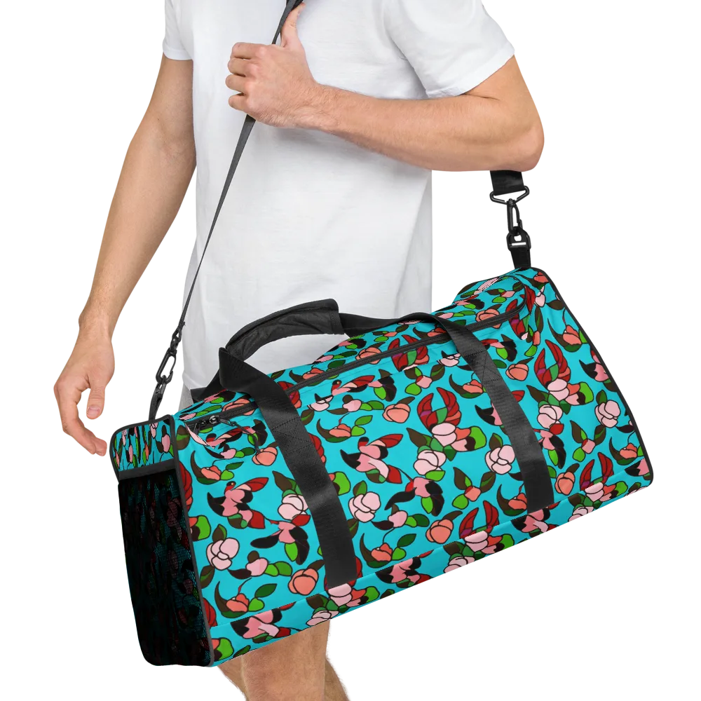 Turquoise Bloom Flight on Duffle Bag — Right Front