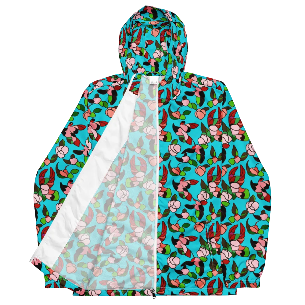 Turquoise Bloom Flight on Men's Windbreaker — Front