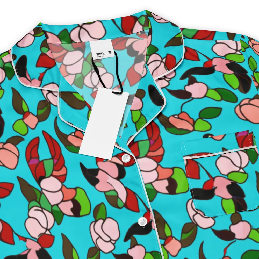 Turquoise Bloom Flight on Women's Short Sleeve Pajama Top — Product details