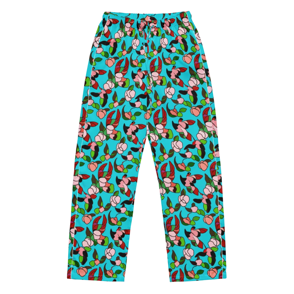 Turquoise Bloom Flight on Women's Pajama Pants — Front