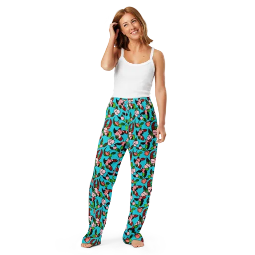 Turquoise Bloom Flight on a Women's Pajama Pants