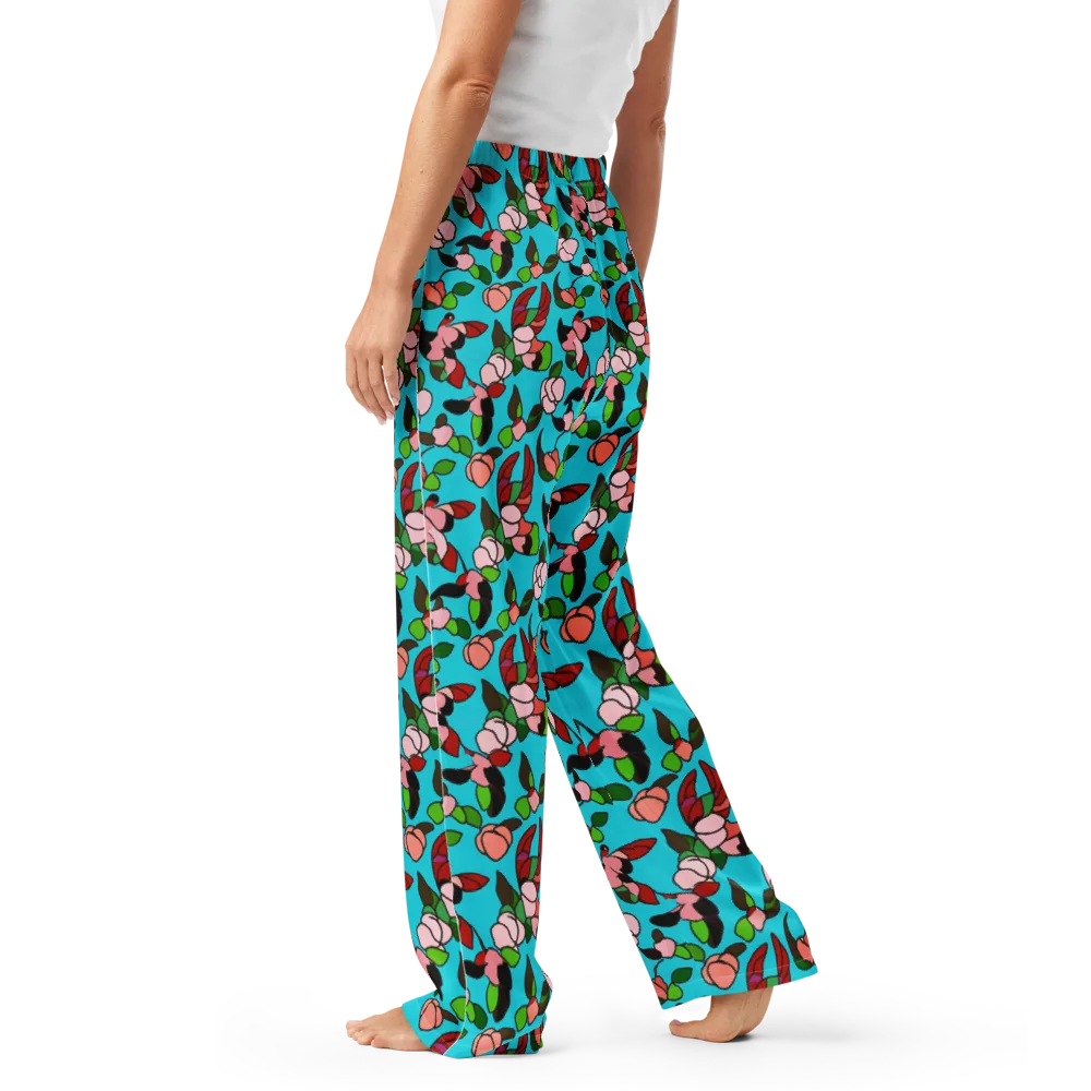 Turquoise Bloom Flight on Women's Pajama Pants — Left