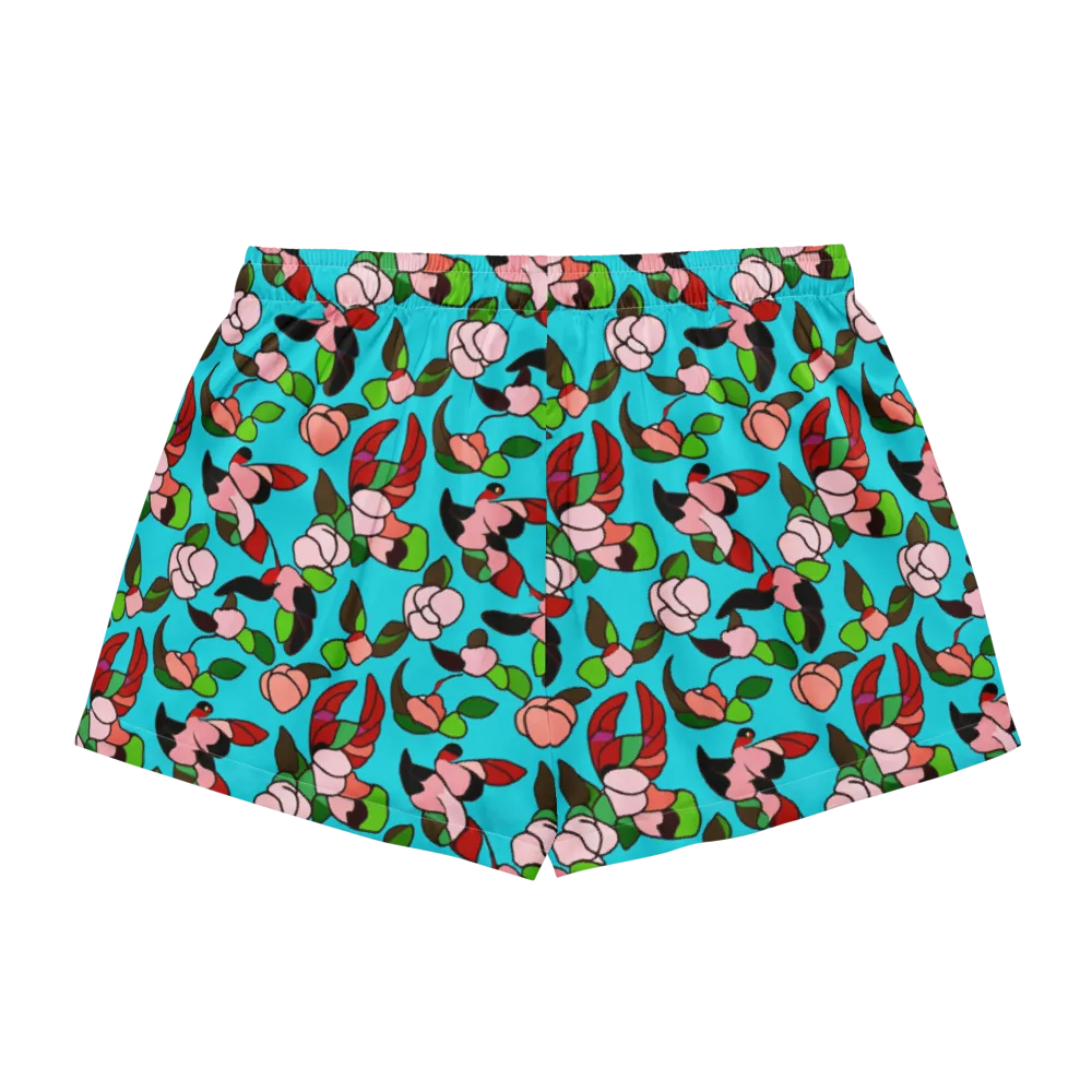 Turquoise Bloom Flight on Women's Pajama Shorts — Back