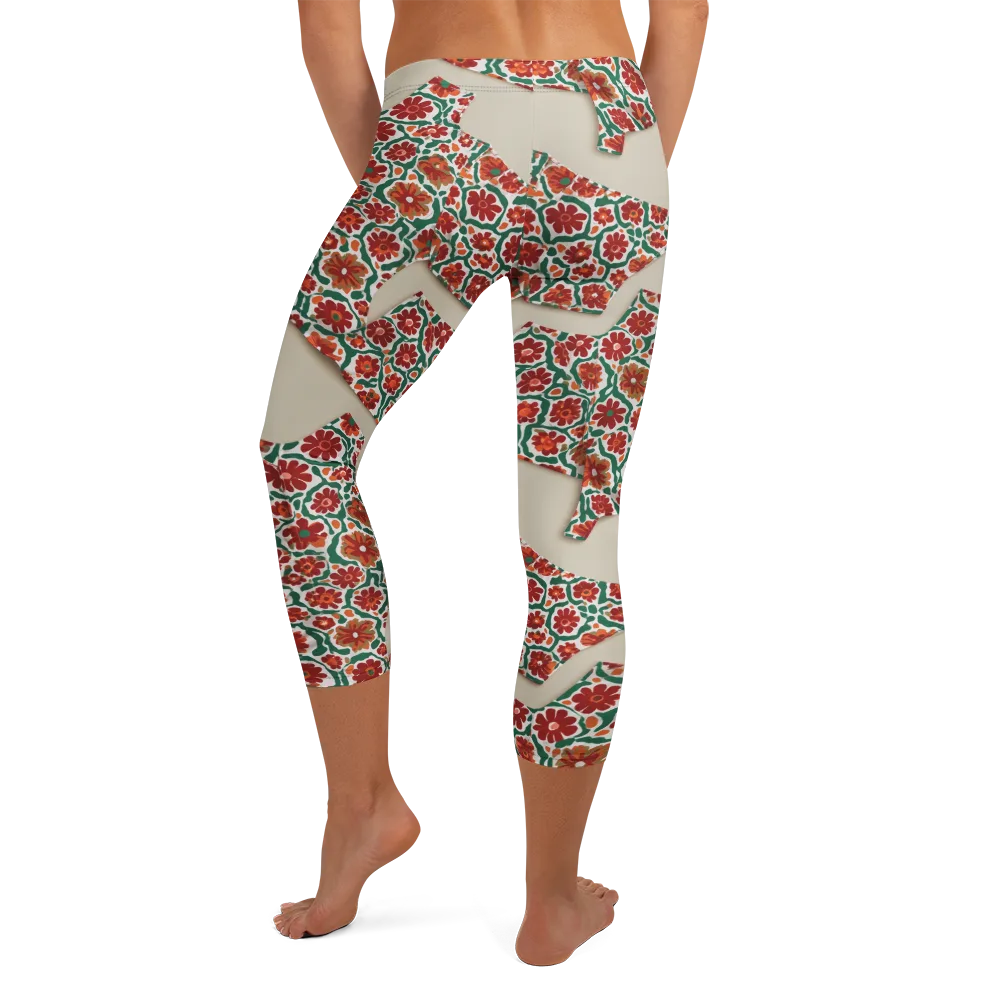 Carmine Garden on Capri Leggings — Back