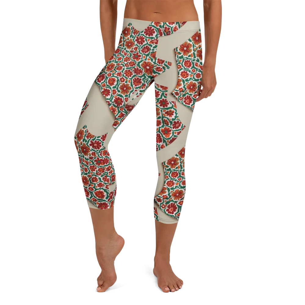 Carmine Garden on Capri Leggings — Front