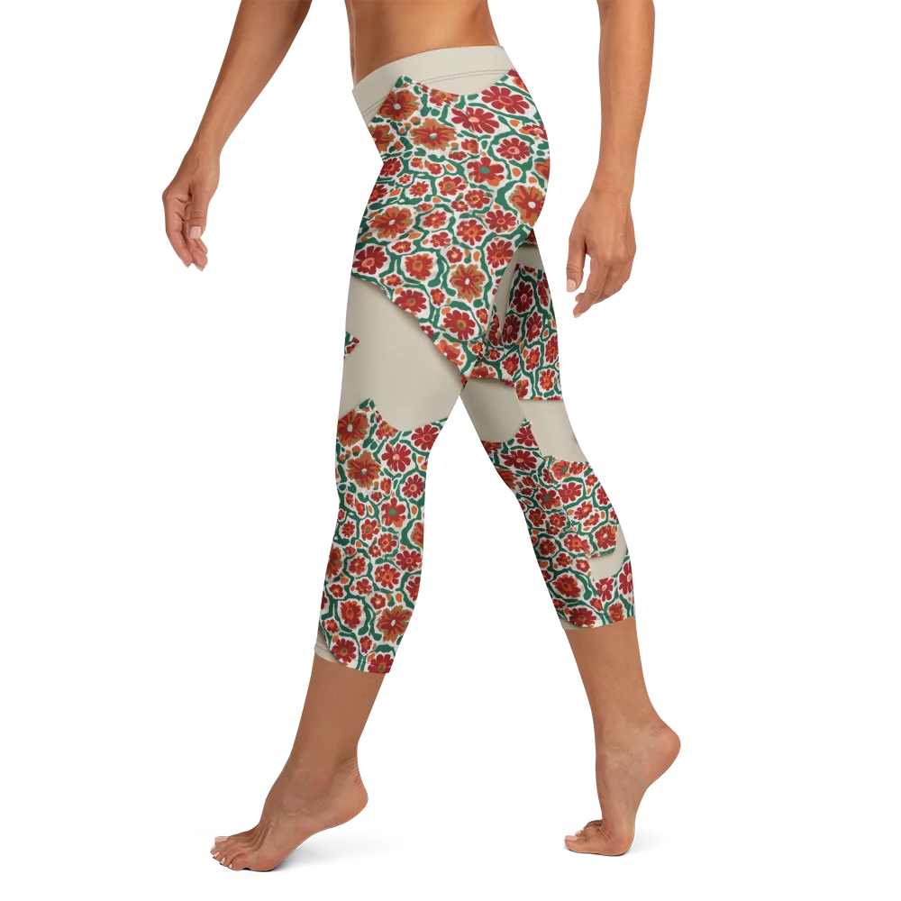 Carmine Garden on Capri Leggings — Left