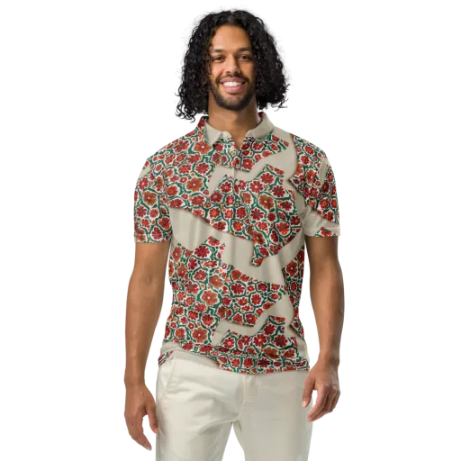 Carmine Garden on a Men's Slim Fit Polo Shirt