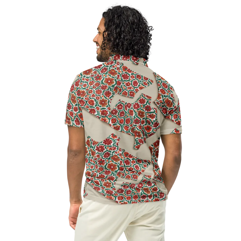 Carmine Garden on Men's Slim Fit Polo Shirt — Back