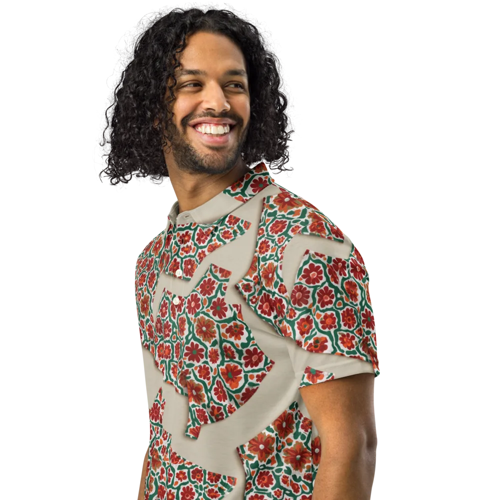 Carmine Garden on Men's Slim Fit Polo Shirt — Left Front