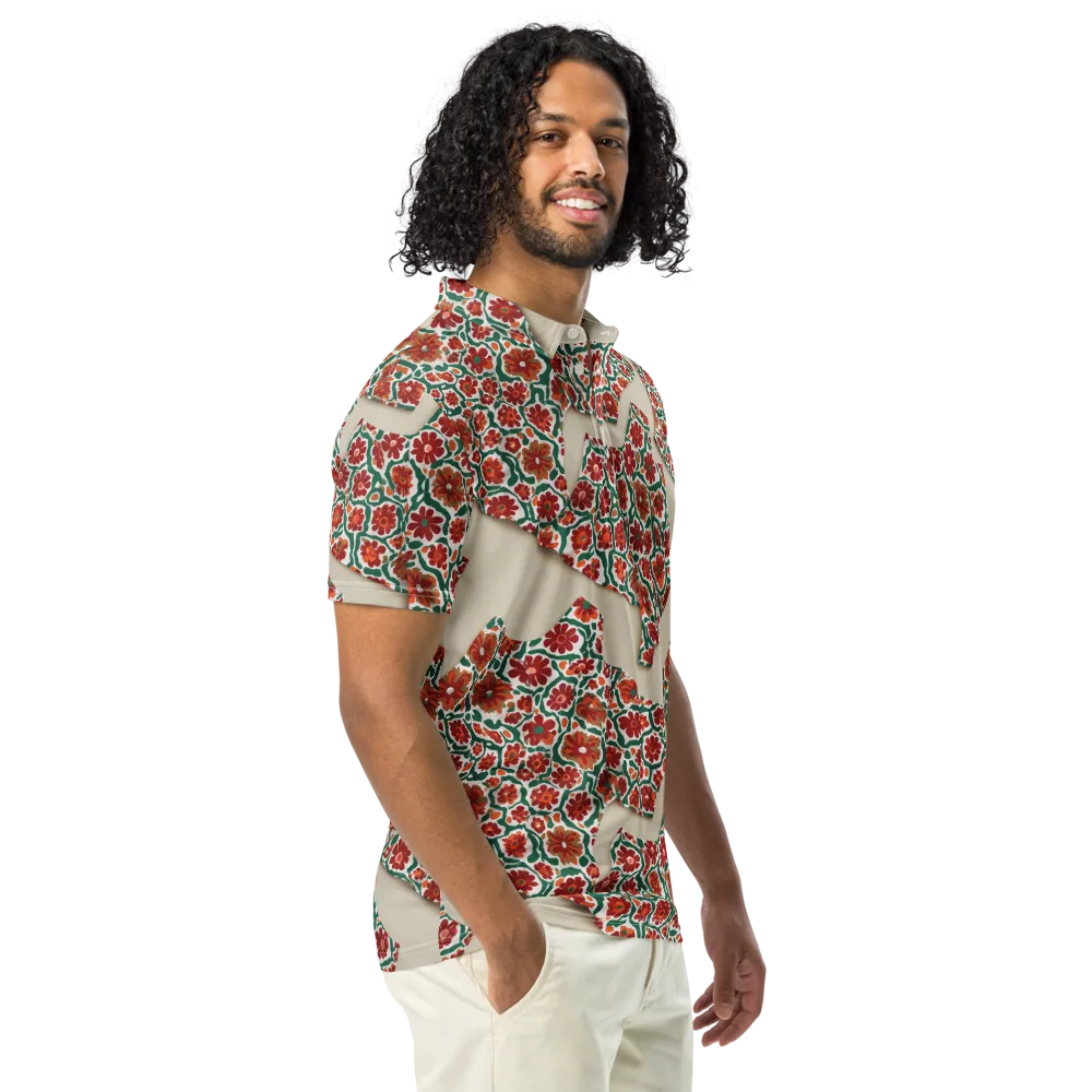 Carmine Garden on Men's Slim Fit Polo Shirt — Right Front