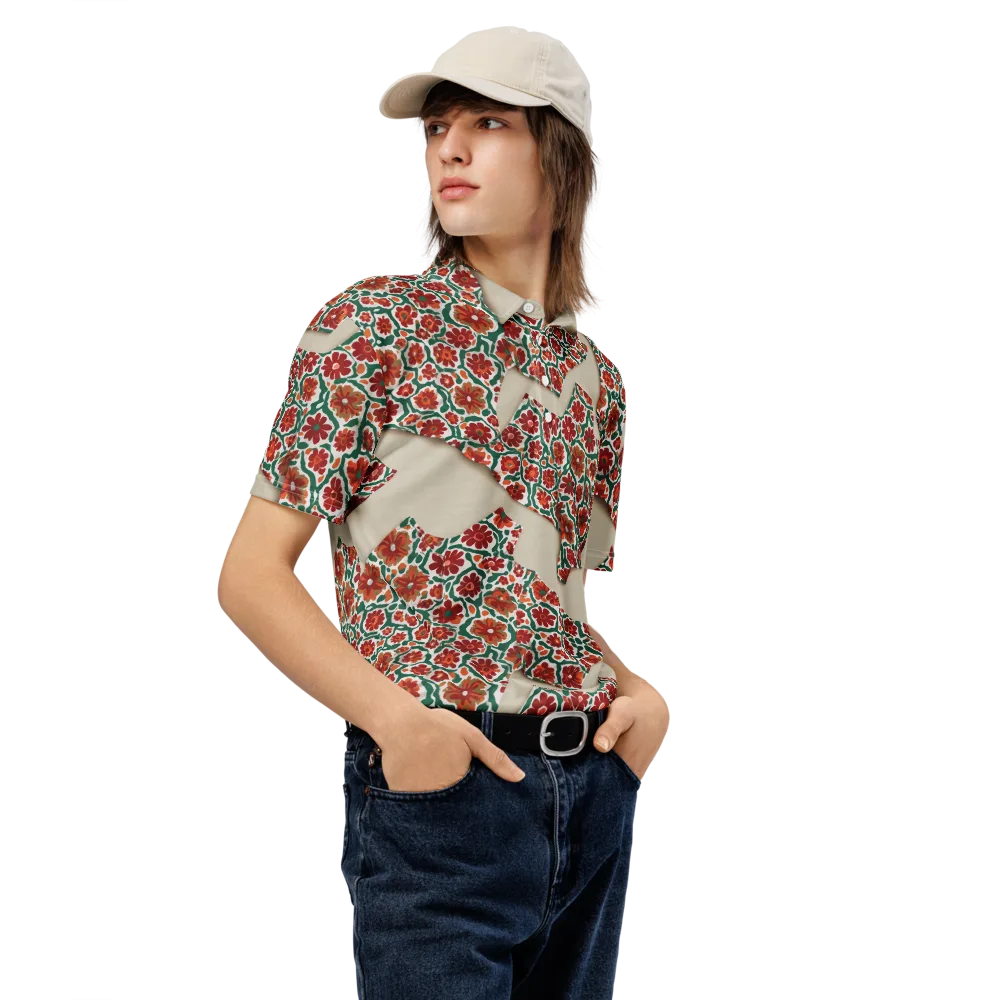 Carmine Garden on Men's Slim Fit Polo Shirt — Right Front