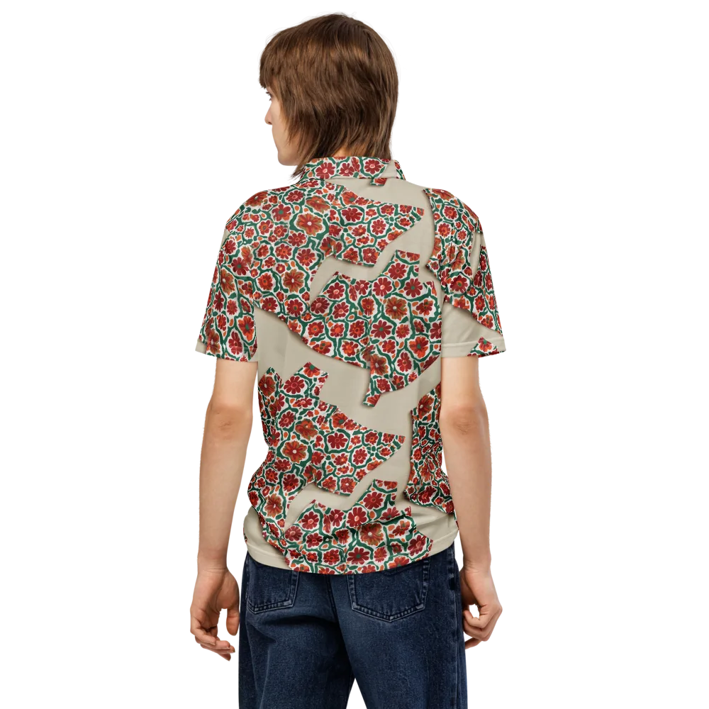 Carmine Garden on Men's Slim Fit Polo Shirt — Back