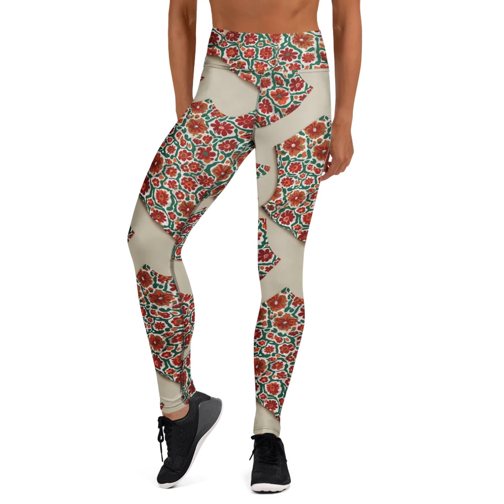 Carmine Garden on Yoga Leggings — Front