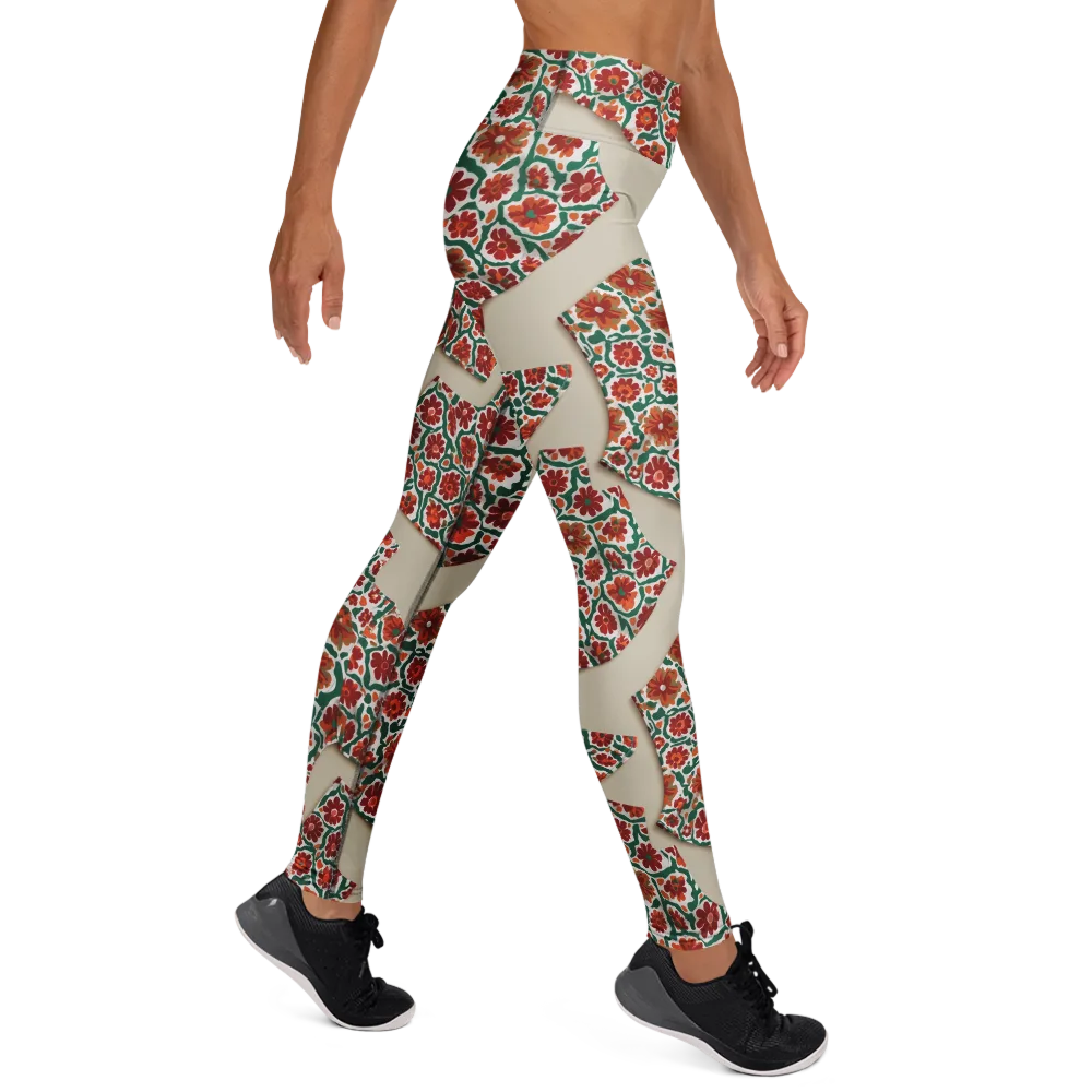 Carmine Garden on Yoga Leggings — Right
