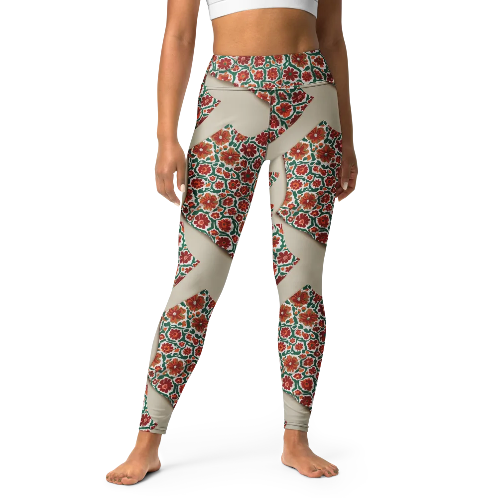 Carmine Garden on Yoga Leggings — Front