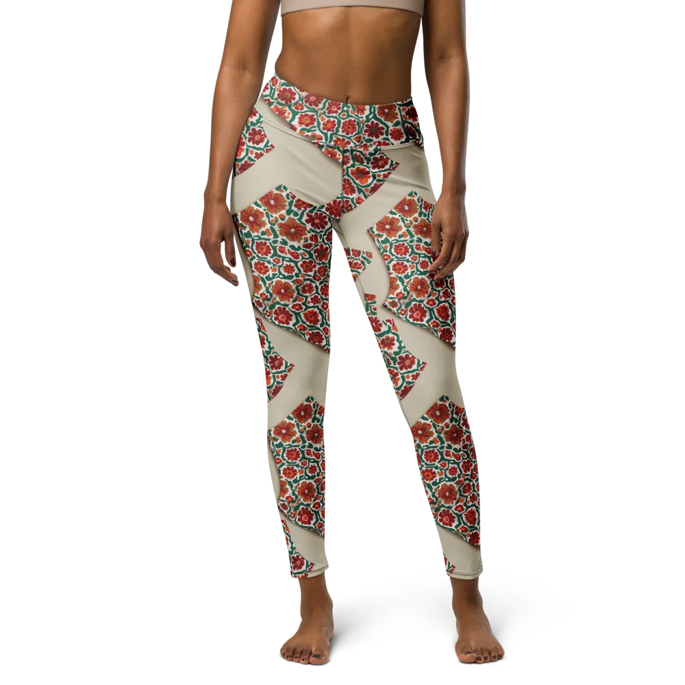 Carmine Garden on Yoga Leggings — Front