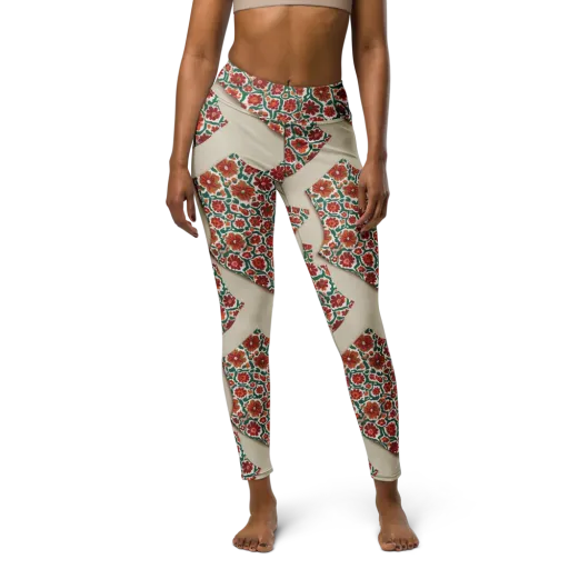 Carmine Garden on a Yoga Leggings