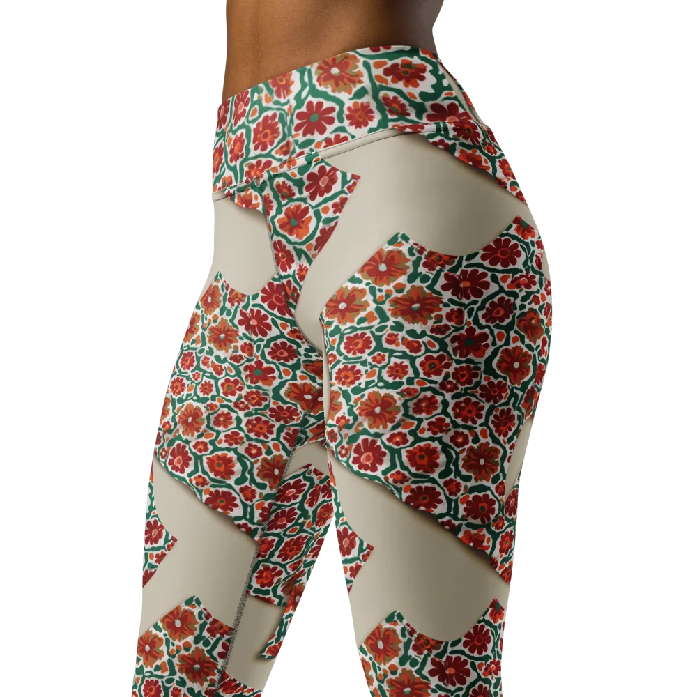 Carmine Garden on Yoga Leggings — Left Front