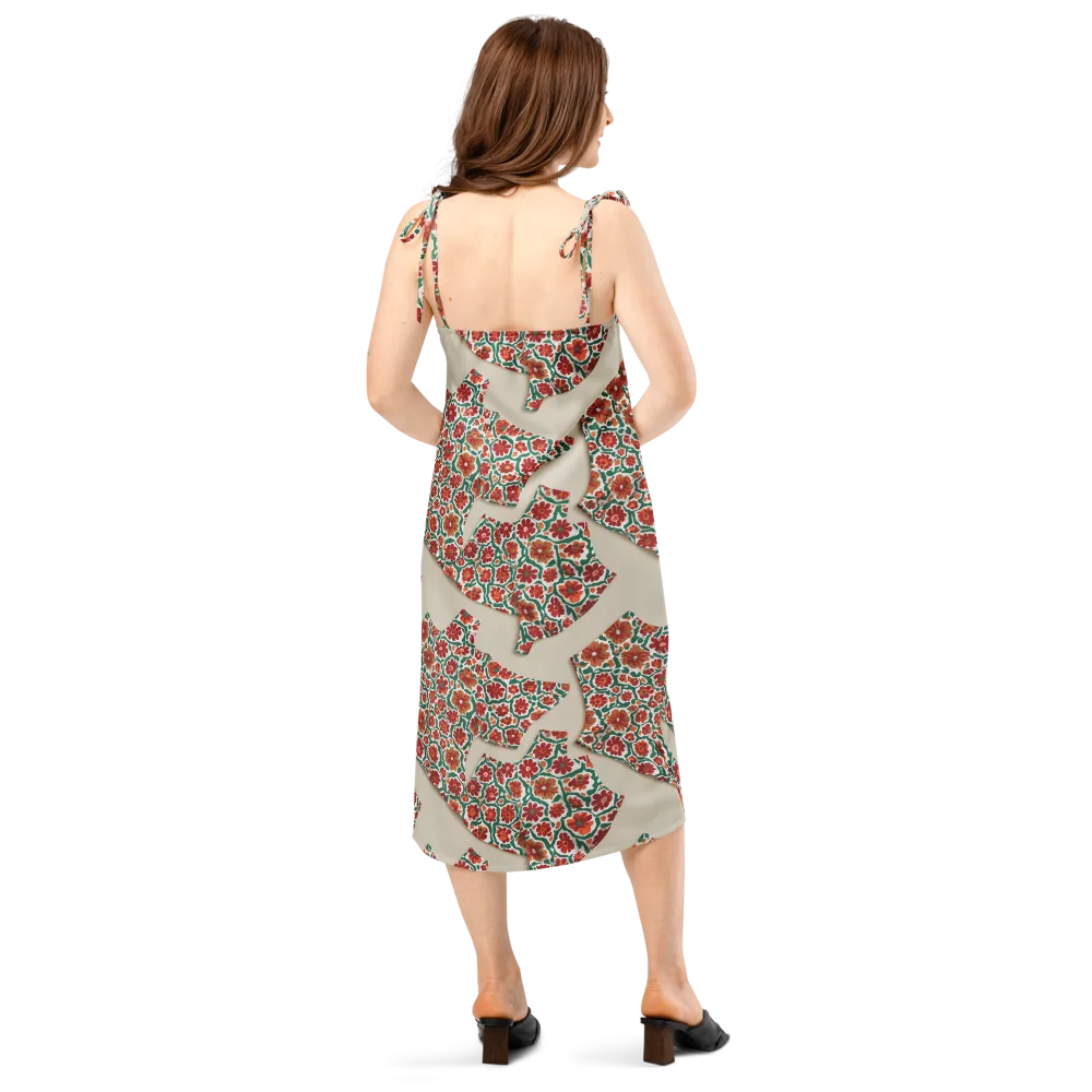 Carmine Garden on Slip Dress — Back