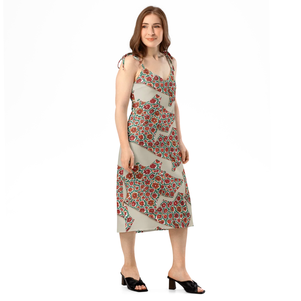 Carmine Garden on Slip Dress — Right Front