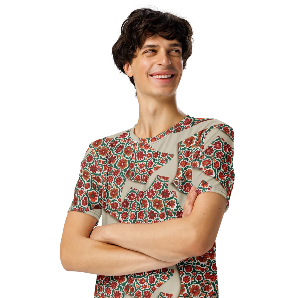 Carmine Garden on Men's Crew Neck T-Shirt — Left Front