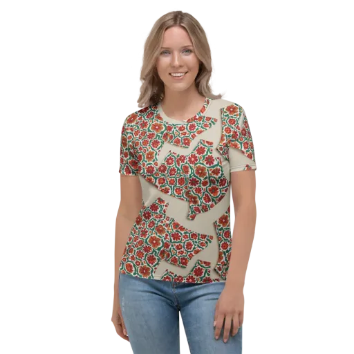 Carmine Garden on a Women's Crew Neck T-Shirt