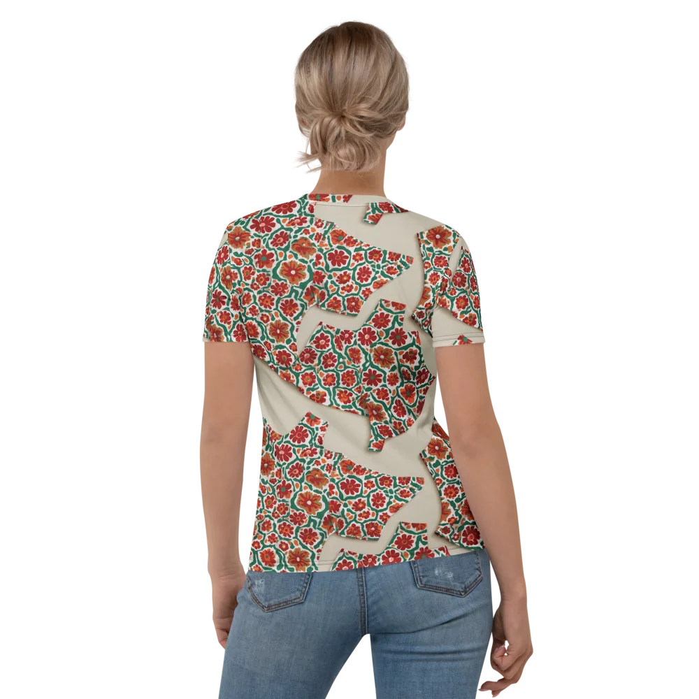 Carmine Garden on Women's Crew Neck T-Shirt — Back