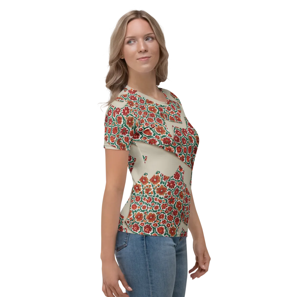 Carmine Garden on Women's Crew Neck T-Shirt — Right