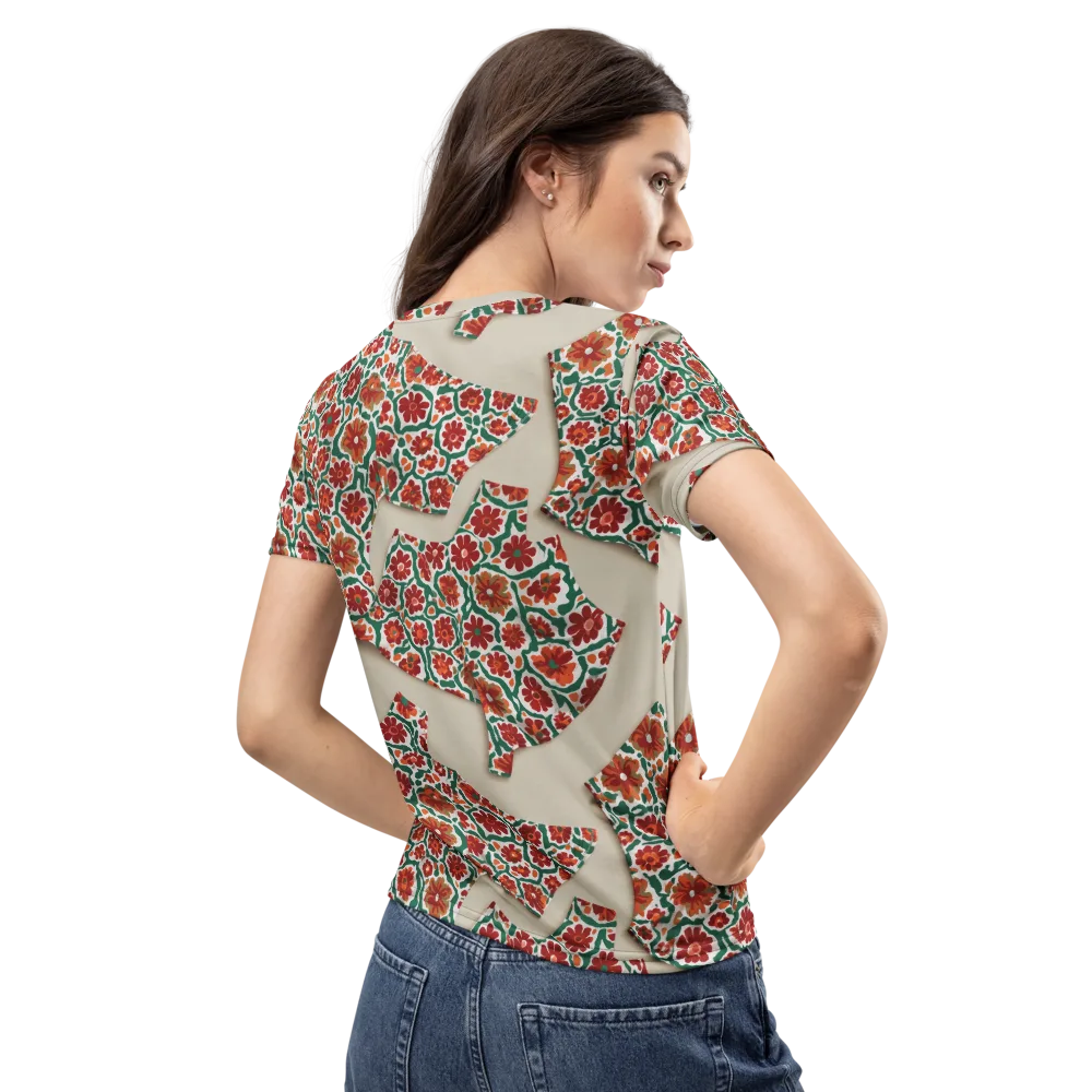 Carmine Garden on Women's Crew Neck T-Shirt — Back