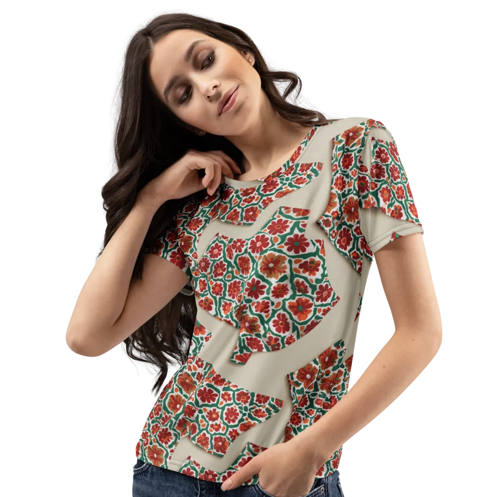 Carmine Garden on Women's Crew Neck T-Shirt — Left Front