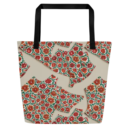 Carmine Garden on a Large Tote Bag W/ Pocket