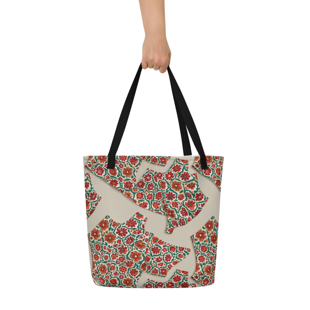 Carmine Garden on Large Tote Bag W/ Pocket — Front