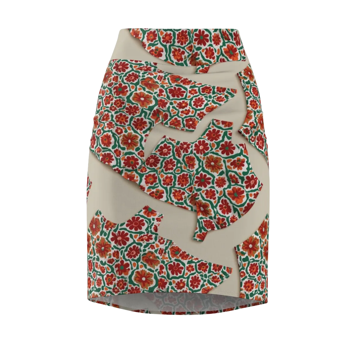 Carmine Garden on Pencil Skirt — Front