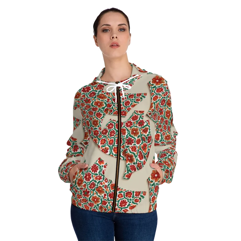 Carmine Garden on Women's Full-Zip Hoodie — Front On Person