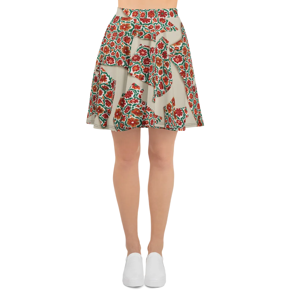 Carmine Garden on Skater Skirt — Front