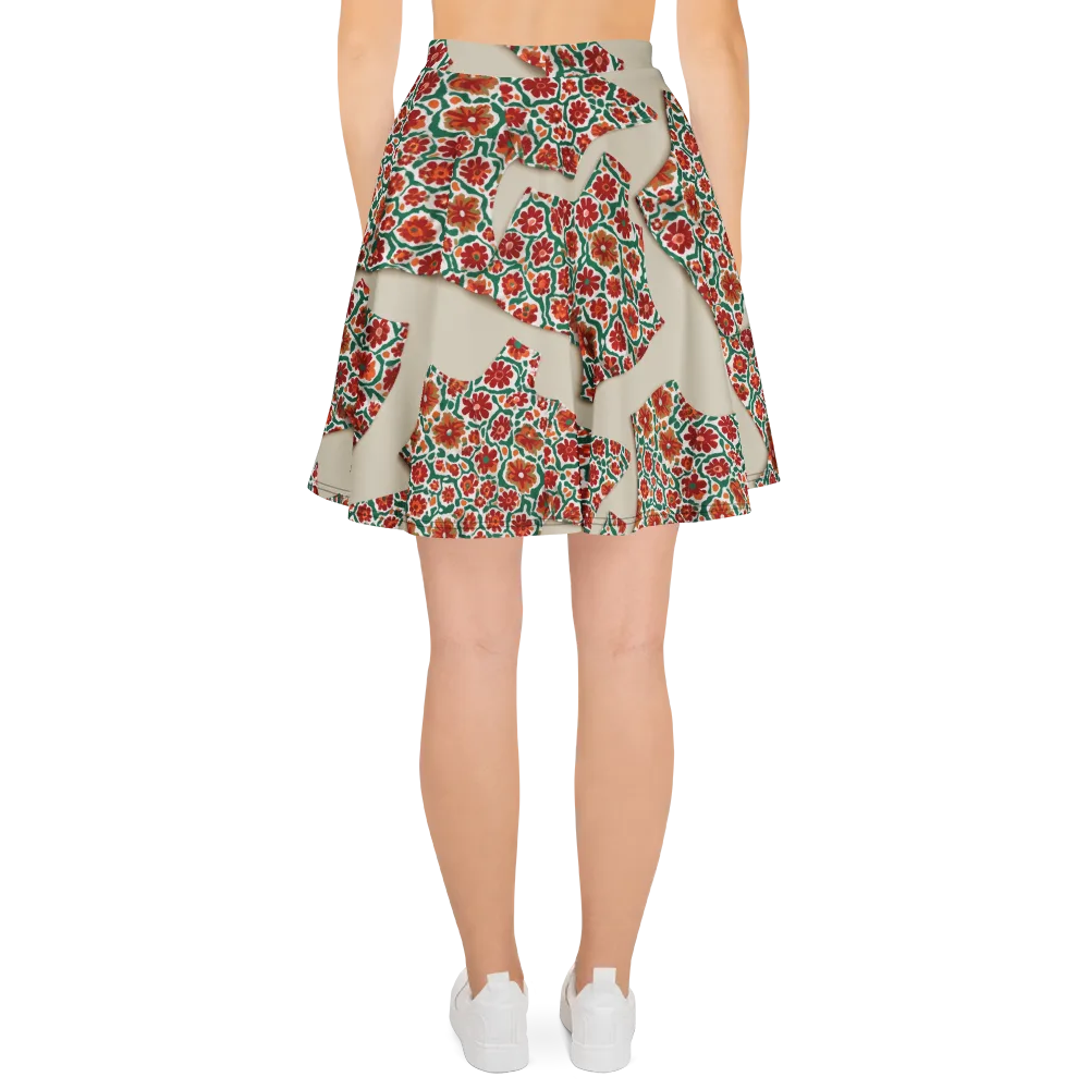 Carmine Garden on Skater Skirt — Back